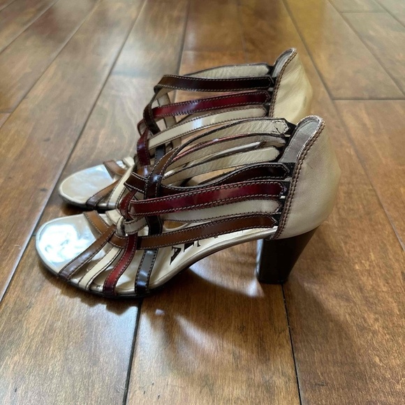 Bruglia Multicolor Strappy Peep Toe Chunky Heel Sandals Size 10 - Picture 8 of 11